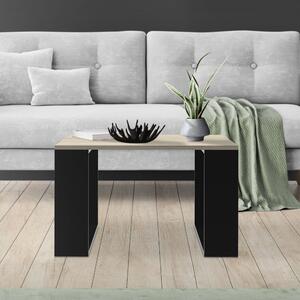 Tavolino ML-Design 65x65x40 cm, look rovere/nero, tavolino quadrato ideale per soggiorno e ufficio