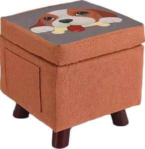Pouf Contenitore Sgabello Multiuso in Tessuto Arancione