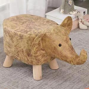 Sgabello Poggiapiedi Basso per Bambini a Forma di Elefante Pouf Marrone