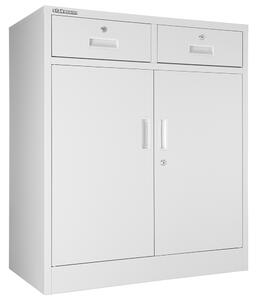 Armadietto Metallico Porta Documenti 2 Ante 2 Cassetti per Ufficio/Casa in Acciaio Grigio