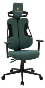Sedia da gaming ML-Design verde in tessuto, sedia da ufficio ergonomica con braccioli 3D, poggiatesta e supporto lombare, regolabile individualmente