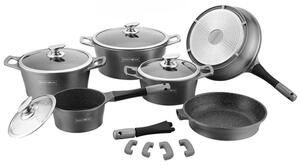 Batteria di Pentole 14 Pezzi in Pietra Lavica Antiaderente Induzione Silver