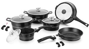 Batteria di Pentole 14 Pezzi in Pietra Antiaderente Induzione Black