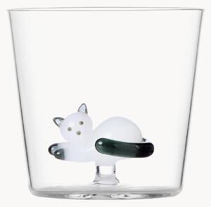 Bicchiere in vetro borosilicato fatto a mano Tabby Cat
