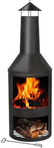 Stufa a Legna da Giardino 134x44,5 cm in Acciaio con Attizzatoio Nero