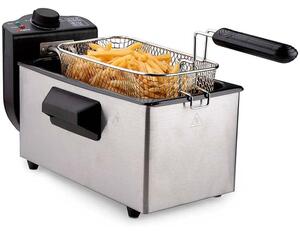 Friggitrice Elettrica 3L 2000W in Acciaio con Termostato e Cestello Estraibile Alpina