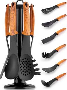 Set 6 Mestoli da Cucina per Uso Alimentare Resistenti al Calore con Supporto Legno