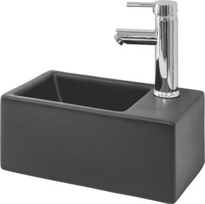 LuxeBath Lavabo da appoggio Lavabo quadrato, 35,5x20,5x12,5 cm, nero opaco, in Vetroceramica