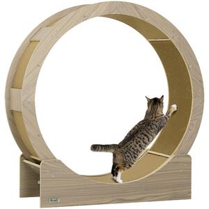 PawHut Ruota per Gatti 91x33.5x94 cm con freno, color Noce