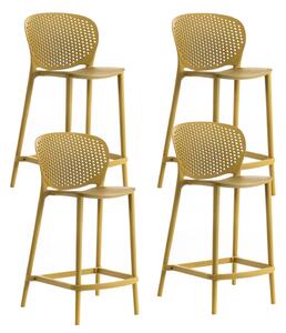 Set 4 Sgabelli 46x42x93 cm in Polipropilene Spot Senape
