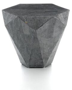Tavolino da Soggiorno 60x60x50 cm in Pietra Fossile Diamond small Grigio