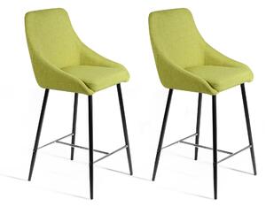 Set 2 Sgabelli 46x49x97 cm in Tessuto Ray Verde Chiaro