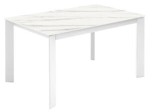 Tavolo Allungabile 140/190x90x76 cm in Metallo David Marmo Bianco Opaco