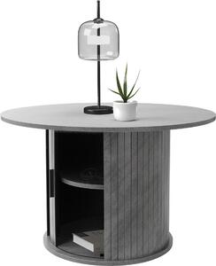 ML-Design tavolino con anta scorrevole, 80x80x50 cm, effetto cemento, grigio, tavolino rotondo da salotto con spazio per riporre oggetti, tavolino laterale, tavolino da divano per tè e caffè