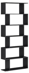 HomCom Libreria di Design in Legno Scaffale a Ripiani e Divisore d'Interni Decorativo Autoportante a 6 Livelli Nero