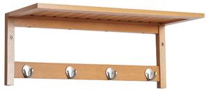 HOMCOM Appendiabiti con Mensola Attaccapanni a Parete con Ripiano Bambù 50 × 16 × 17.5cm|Aosom