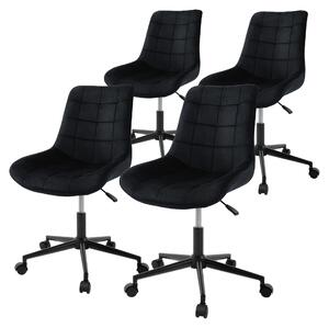 ML-Design, sedia da ufficio con schienale, 4 posti, nera, seduta in velluto con struttura in metallo