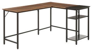 HOMCOM Scrivania Angolare in Stile Industriale con Ripiano Laterale, in Legno e Metallo Nero, 150x120x75cm