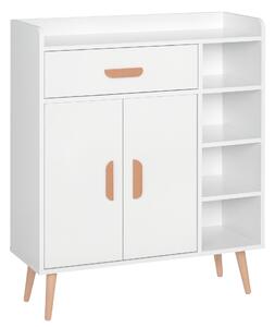 HOMCOM Armadietto Mobiletto Salvaspazio con 4 Cestini Pannelli Particelle 80 x 29.5 x 96cm Bianco|Aosom