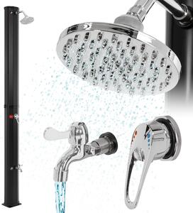 ML-Design doccia solare 35 L 217cm quadrato con doccia a pedale e soffione a pioggia, nero, acqua calda fino a 60°C senza elettricità, con attacco per tubo da giardino