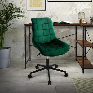 Sedia da ufficio ML-Design verde in velluto con struttura in metallo; sedia imbottita con schienale regolabile in altezza, girevole a 360°, ergonomica, per l'home office o l'ufficio