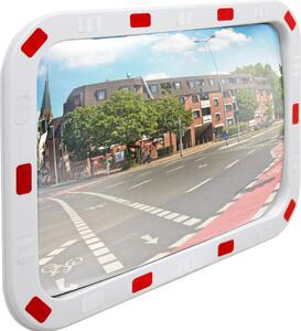 ECD Germany Specchio stradale rettangolare 40x60 cm Riflettori bianco-rosso e supporto, plastica ABS, resistente alle intemperie