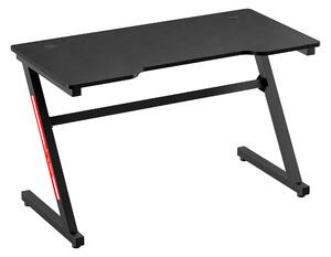 HOMCOM Scrivania Gaming Moderna per Camera o Ufficio con 2 Fori Passacavi, in Metallo e MDF, Nero, 120x60x73cm|Aosom