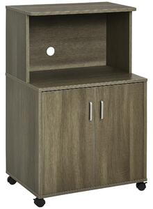 HOMCOM Mobile Cucina Multiuso con 4 Ruote, Armadietto con Ripiano per Microonde in Legno Truciolare, 60.4x40.3x97cm, Color Legno|Aosom