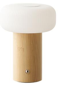 Lampada da tavolo bianca/di colore naturale in bambù con paralume in plastica (altezza totale 18 cm) Stafford – House Nordic