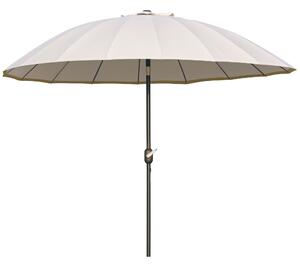 Outsunny Ombrellone da Giardino e Terrazza con Manovella, 18 Stecche e Testa Inclinabile, Ф255x240cm Crema