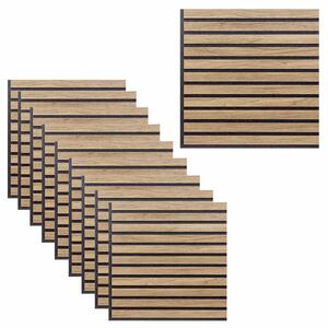 Set 10 Pannelli Decorativi Fonoassorbenti 58x58 cm in MDF Decoro B Verticale Rovere Aurora