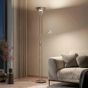 Lampada da terra con luce lettura Josefin Lindby, dimmerabile, Alluminio / Grigio / Zincato, Soggiorno / Sala da pranzo, Metallo, Moderno, Lampada LED da terra