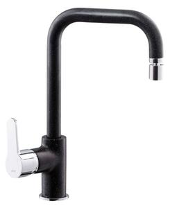 Rubinetto Cucina Miscelatore Monocomando Lavello Canna Tonda in Ottone Lento Nera