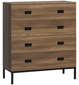 HOMCOM Settimino 4 Cassetti con Gambe in Metallo per Soggiorno e Camera da Letto, Cassettiera in Legno, Credenza con Cassetti, Marrone | Aosom Italy