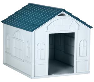 PawHut Cuccia per Cani di Taglia Media e Grande max 30kg in PP Impermeabile, 84.2x98.2x82cm, Blu|Aosom