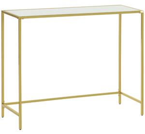 HOMCOM Mobile Consolle da Ingresso in Acciaio e Vetro Temperato, 100x35.5x80cm, Bianco e Oro|Aosom