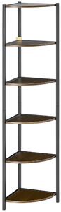 HOMCOM Libreria Moderna Angolare a 6 Ripiani in Metallo e MDF, 34x34x166cm, Marrone e Nero|Aosom