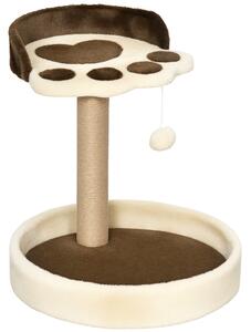 PawHut Tiragraffi per Gatti da 5kg max con Lettino e Pallina da Gioco, in Truciolato, Peluche e Corda di Juta, 41x41x44 cm, Marrone e Beige|Aosom