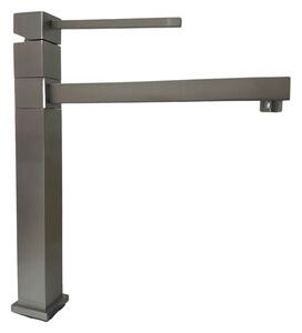 Rubinetto Cucina Miscelatore Monocomando Lavello Canna Dritta Girevole in Ottone Egeo Finitura Inox