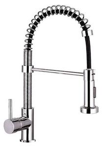 Rubinetto Cucina Miscelatore Monocomando Doccetta Estraibile a Molle in Ottone Anaconda Cromato