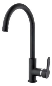 Rubinetto Cucina Miscelatore Monocomando Lavello Canna Tonda in Ottone Granito Plus Nero