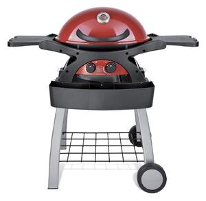 Barbecue a Gas GPL 2 Fuochi 5,2kW 2 Ripiani con Carrello Twin Grill Rosso