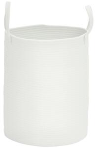 HOMCOM Cesto Portabiancheria da 36L Portatile e Pieghevole con Manici in Cotone Naturale, Ø38x45 cm, Crema