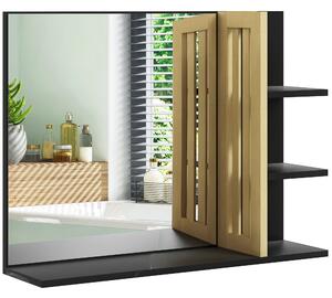 HOMCOM Specchiera Bagno Moderna da Parete a 4 Ripiani in Legno, 45x15x58.5cm, Nero|Aosom