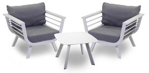 Set Salotto da Giardino 2 Poltrone e Tavolino in Alluminio Riverside Bianco