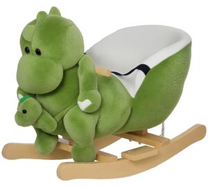AIYAPLAY Cavallo a Dondolo per Bambini 18-36 Mesi a Dinosauro con Suoni e Rivestimento Morbido, Verde