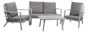 Set Salotto da Giardino Divano 2 Poltrone e Tavolino in Alluminio New Boston Bianco
