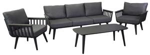 Set Salotto da Giardino Divano 2 Poltrone e Tavolino in Alluminio Medford Antracite