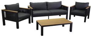 Set Salotto da Giardino Divano 2 Poltrone e Tavolino in Alluminio Idaho Antracite