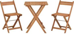 Set in legno di acacia - composto da un tavolo quadrato e 2 sedie pieghevoli
